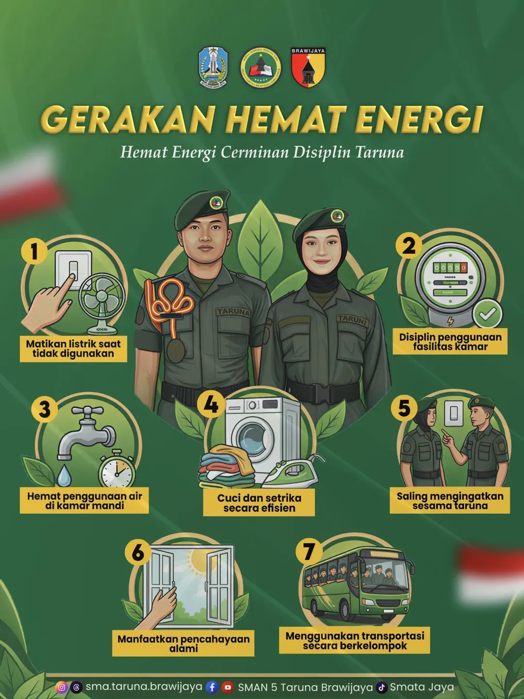 Taruna SMAN 5 Brawijaya Jawa Timur Ajak Hemat Energi