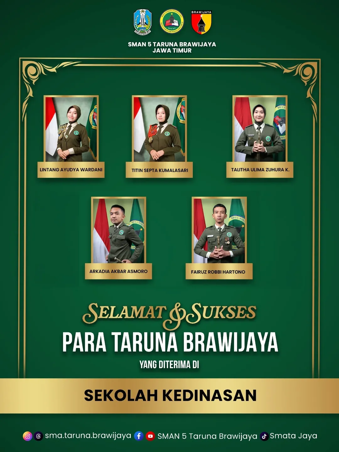 5 Taruna Smatajaya Tembus Sekolah Kedinasan Favorit, dari Penerbangan hingga Pertanian